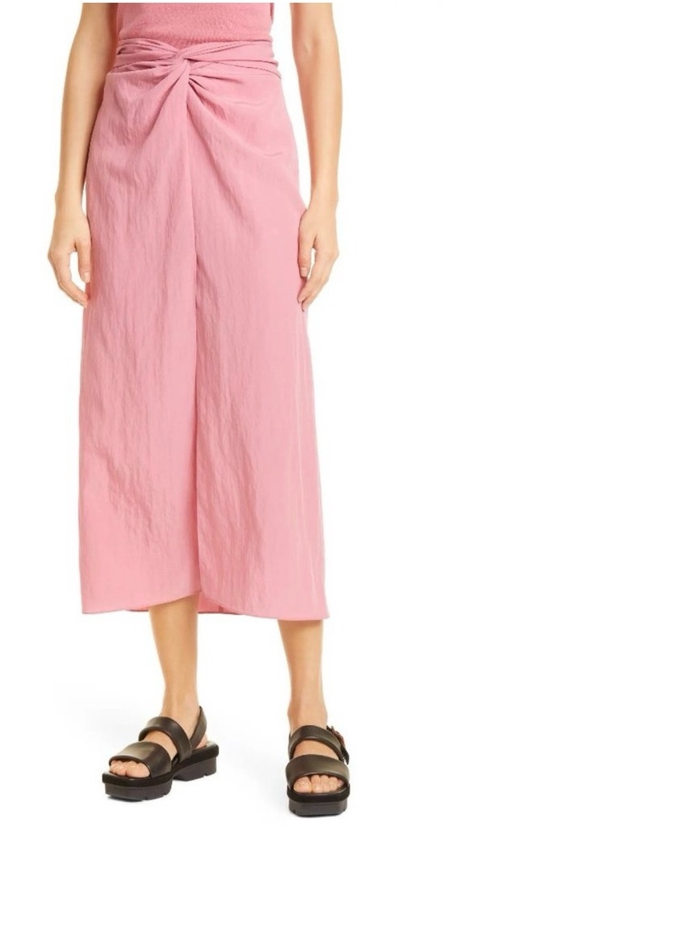 Vince Twist-Front Pink Midi Skirt